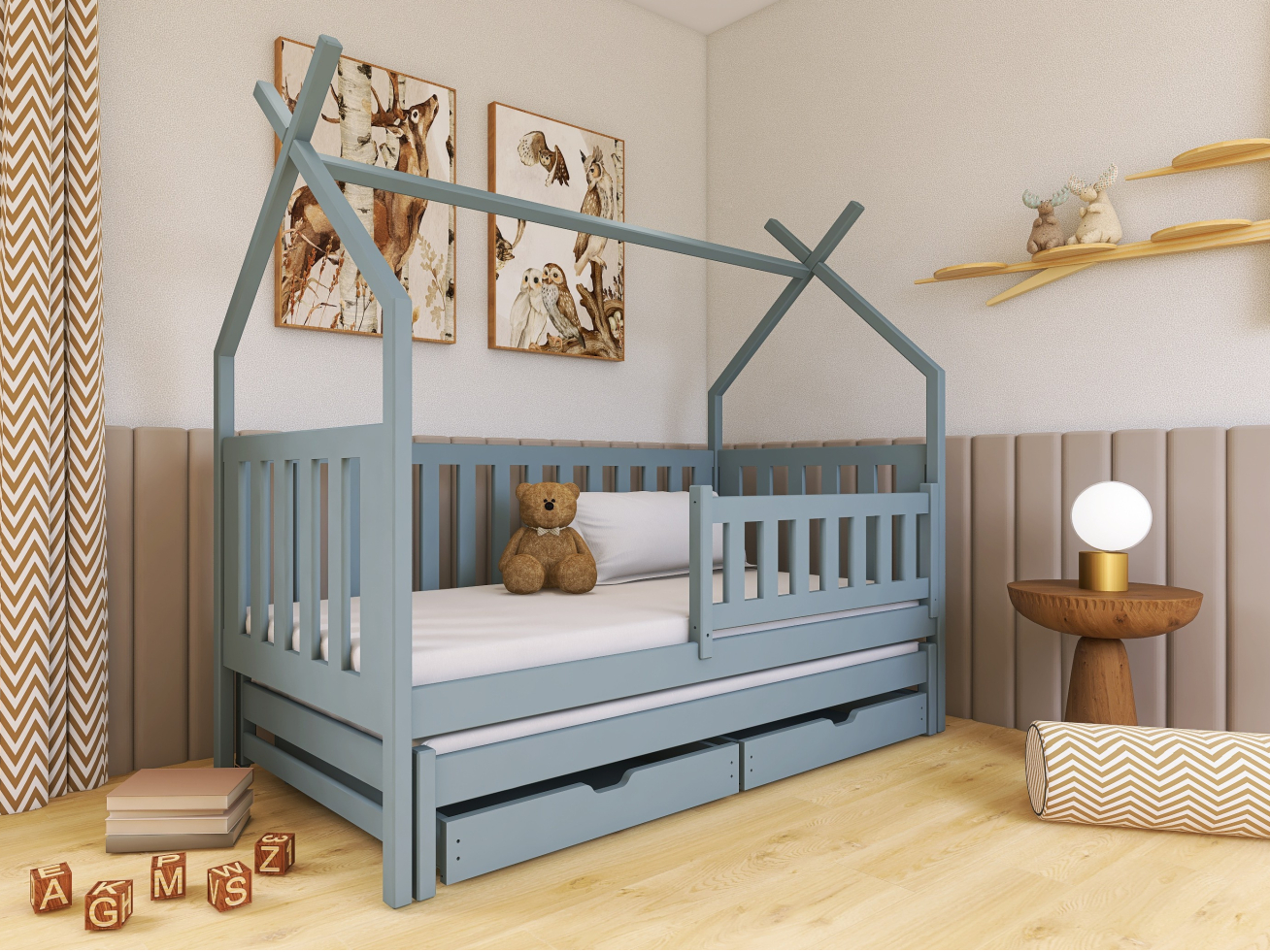 Dvigulė vaikiška lova su stalčiais TYTUS 90x190 2