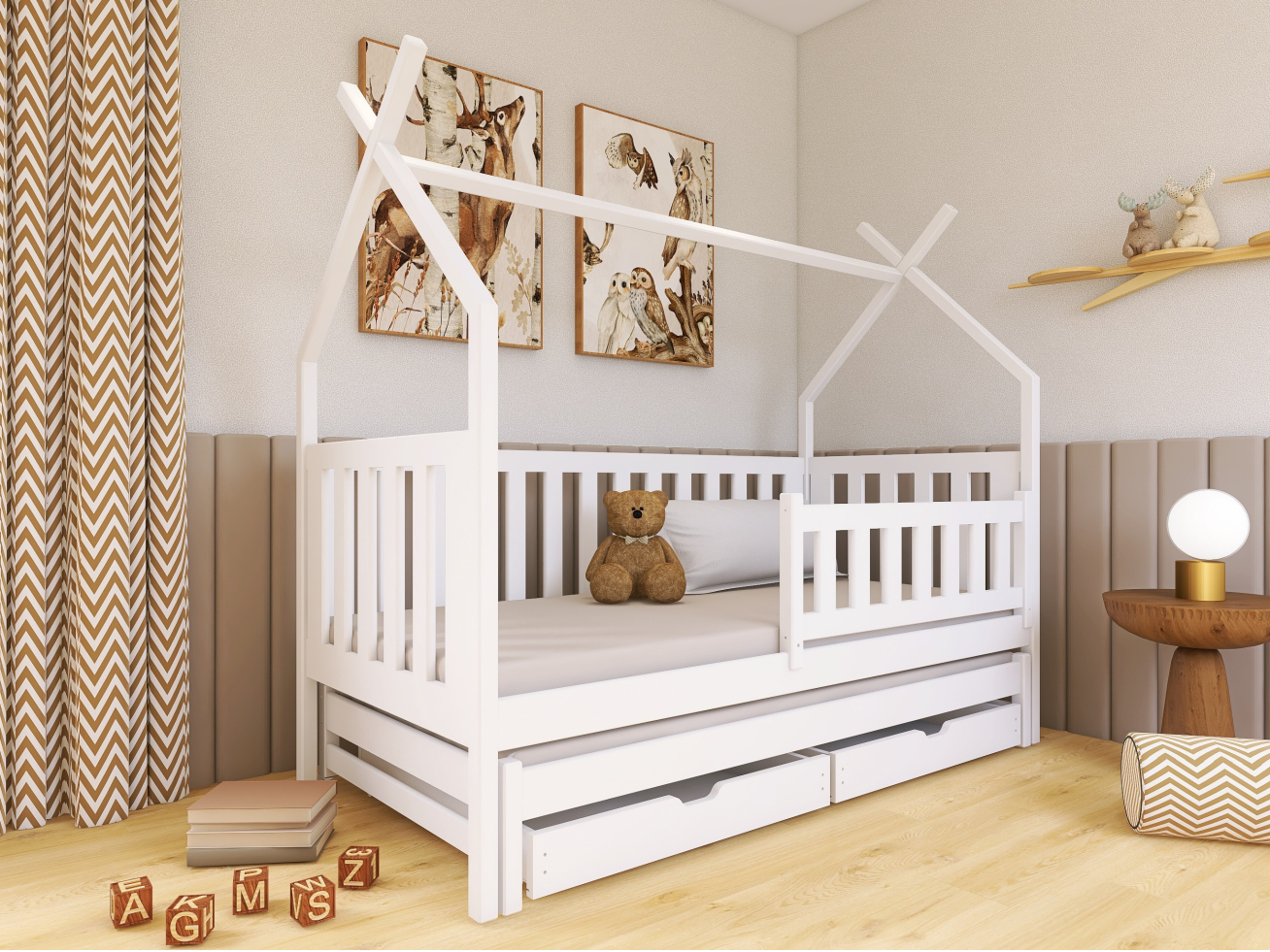 Dvigulė vaikiška lova su stalčiais TYTUS 90x190 3