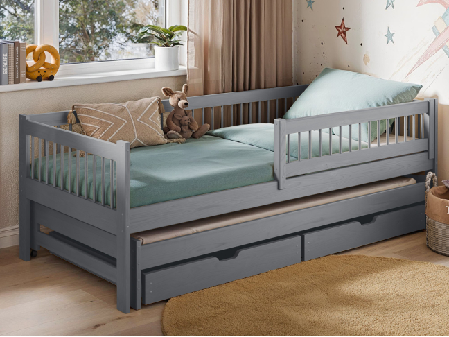 Dvigulė vaikiška lova su stalčiais SOFTI 90x200 2 Dvigulė vaikiška lova su stalčiais SOFTI 90x200 2