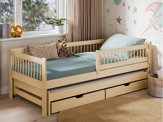 Dvigulė vaikiška lova su stalčiais SOFTI 90x200 3 Dvigulė vaikiška lova su stalčiais SOFTI 90x200 3