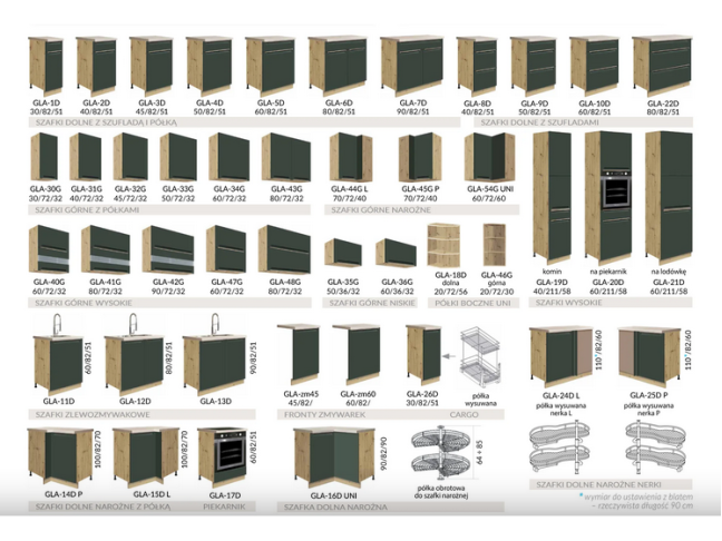 VIRTUVĖS KOMPLEKTAS GLAMOUR GREEN 260 3 VIRTUVĖS KOMPLEKTAS GLAMOUR GREEN 260 3