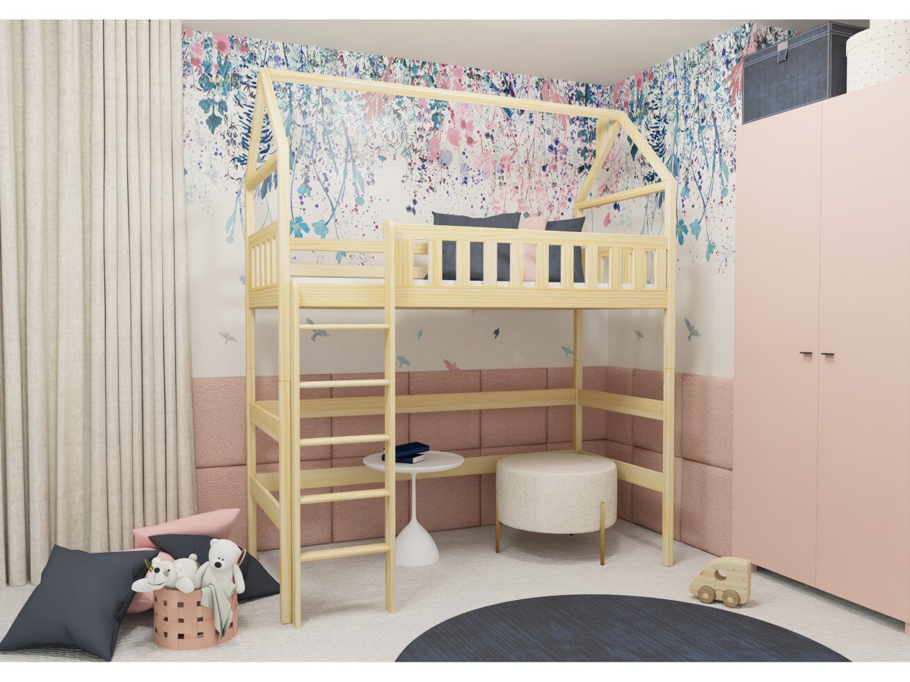 Antresolė lova namelis OTYLIA 80x160 3 Antresolė lova namelis OTYLIA 80x160 3