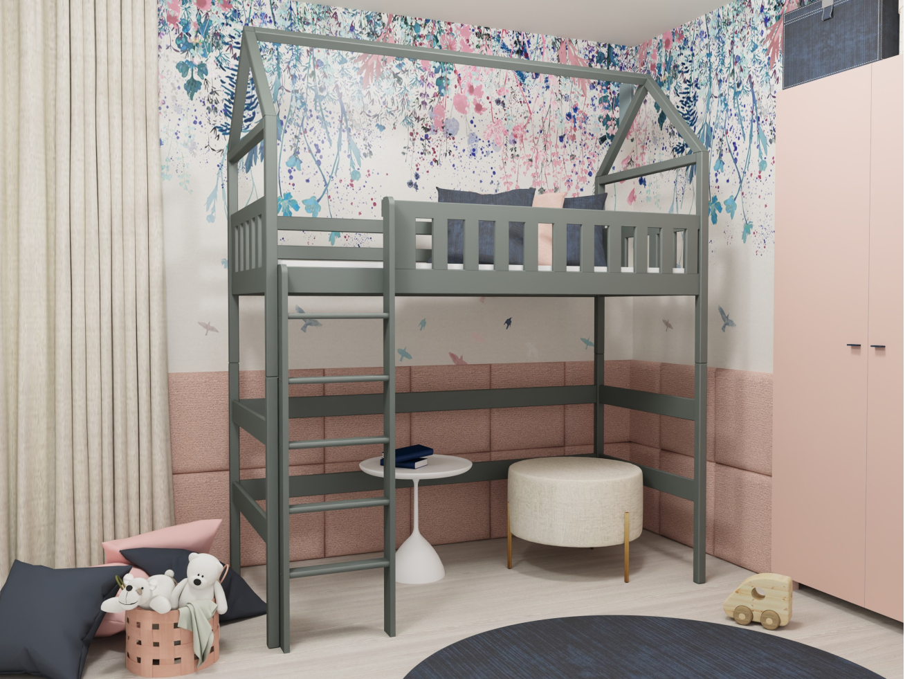 Antresolė lova namelis OTYLIA 80x200 2 Antresolė lova namelis OTYLIA 80x200 2