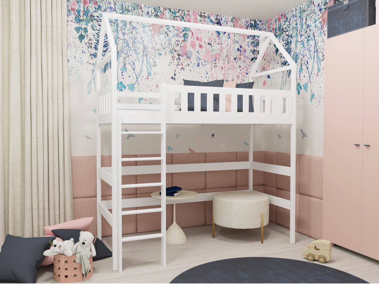 Antresolė lova namelis OTYLIA 90x190 Antresolė lova namelis OTYLIA 90x190