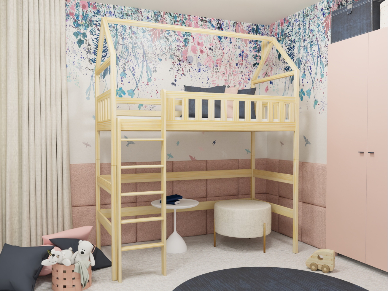 Antresolė lova namelis OTYLIA 90x190 3 Antresolė lova namelis OTYLIA 90x190 3