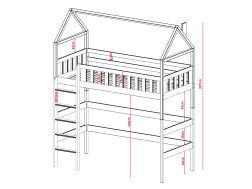 Antresolė lova namelis OTYLIA 80x200