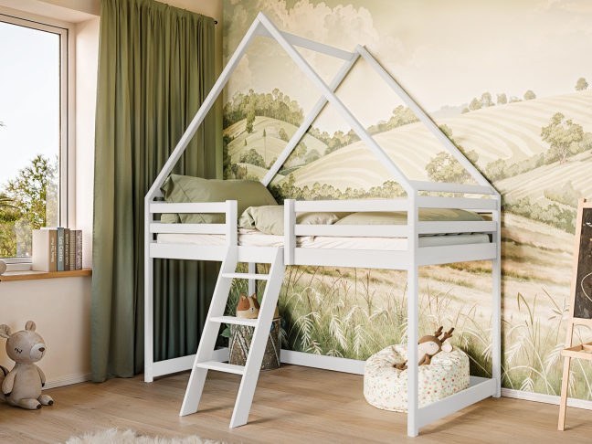 Antresolė lova namelis MOON 90x200 1 Antresolė lova namelis MOON 90x200 1