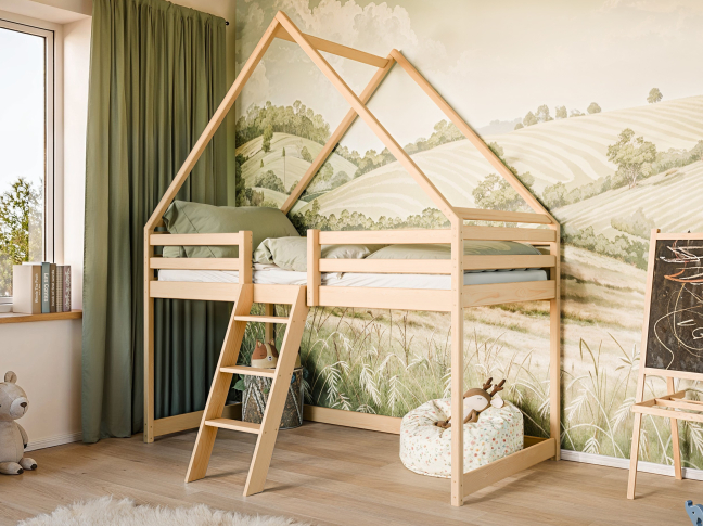 Antresolė lova namelis MOON 90x200