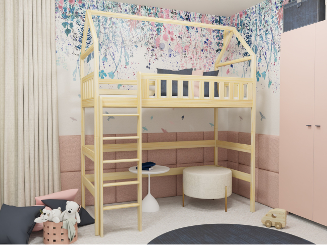 Antresolė lova namelis OTYLIA 80x200 3