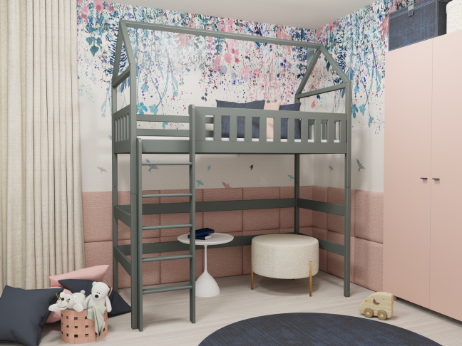 Antresolė lova namelis OTYLIA 90x190 1