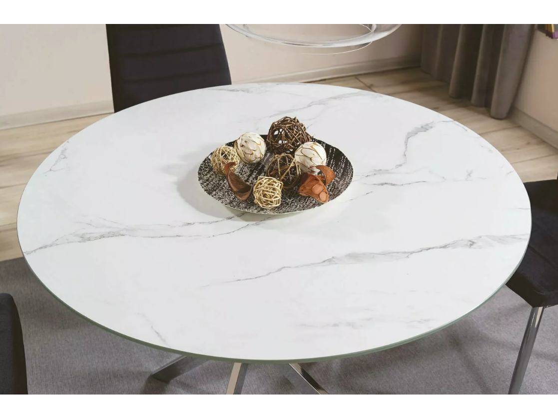 Apvalus stiklinis stalas AGIS MARMURAS 4 Apvalus stiklinis stalas AGIS MARMURAS 4