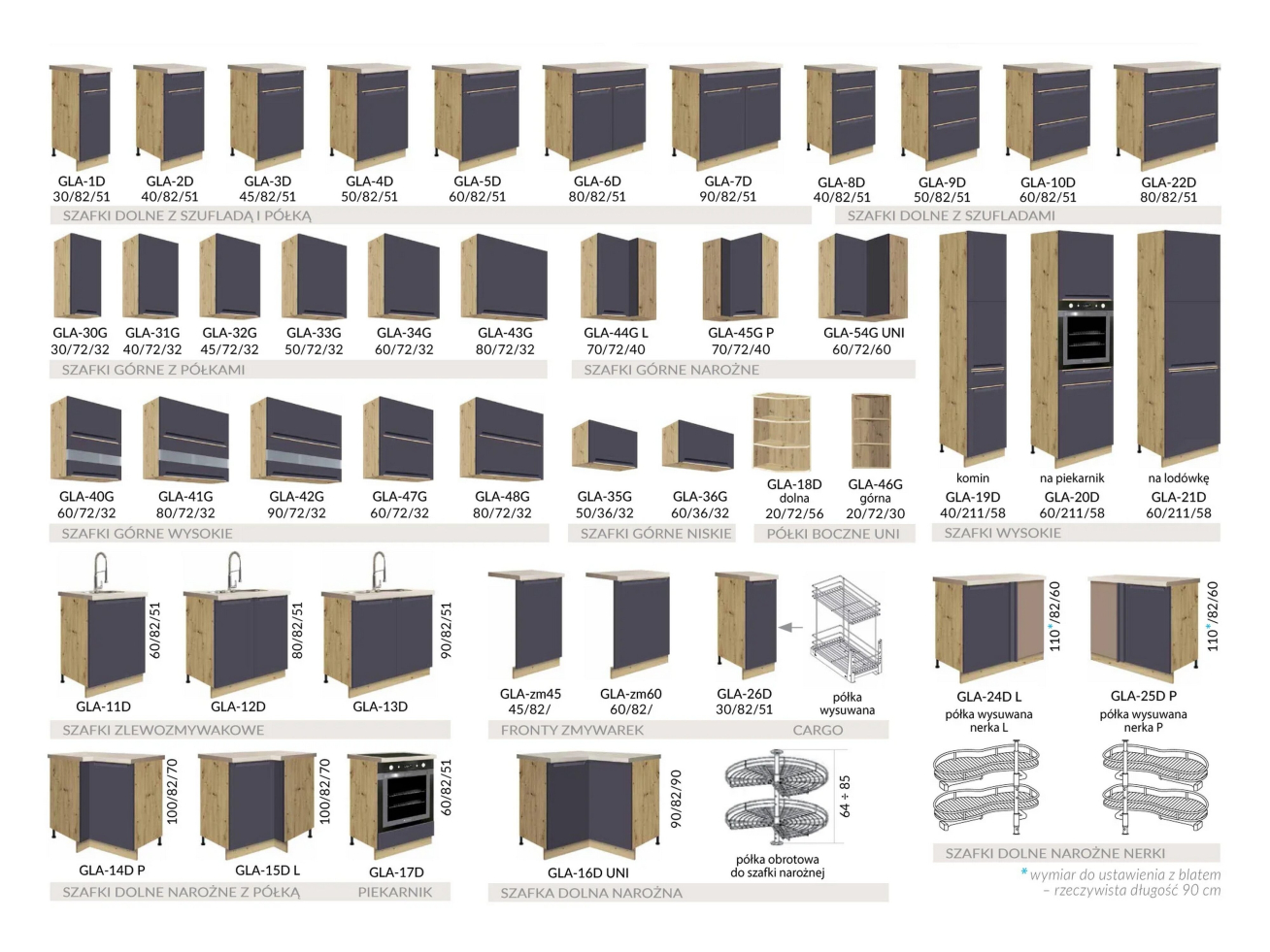 Apatinė kampinė spintelė (90cm) GLA-16D 3 Apatinė kampinė spintelė (90cm) GLA-16D 3