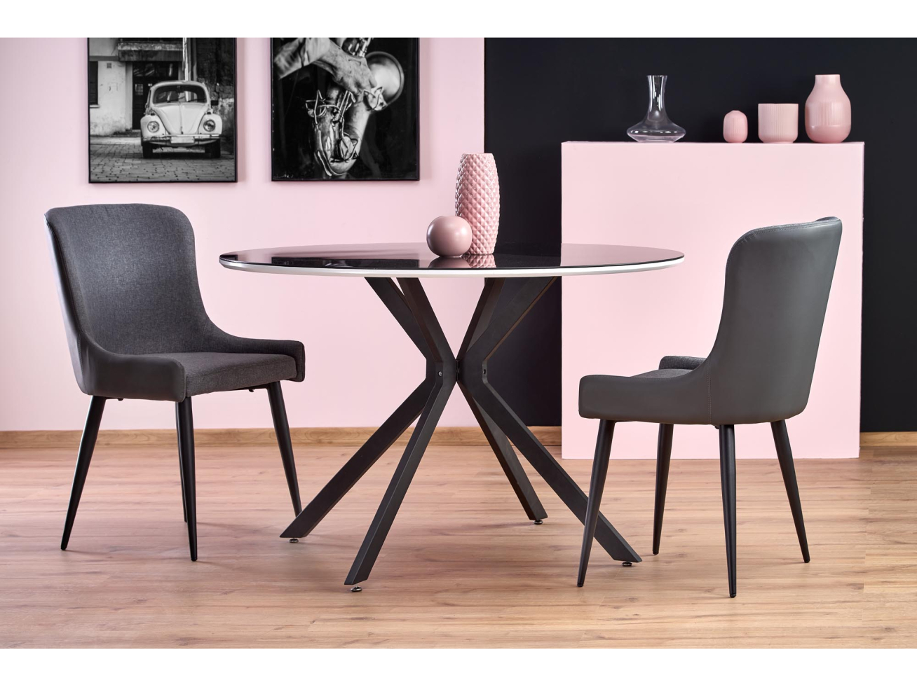 Apvalus stiklinis stalas AVELAR Apvalus stiklinis stalas AVELAR