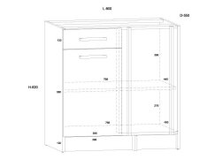 Apatinė kampinė spintelė KOR-09 S80-NP