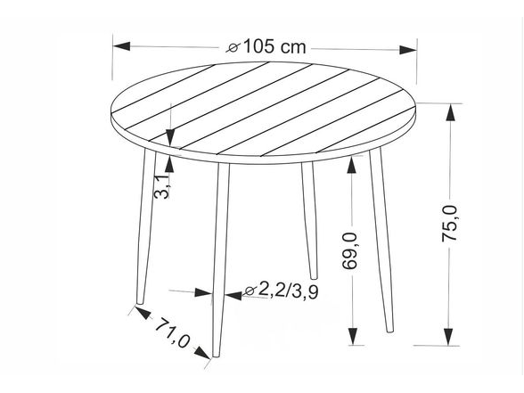 Apvalus stalas BARRY 9