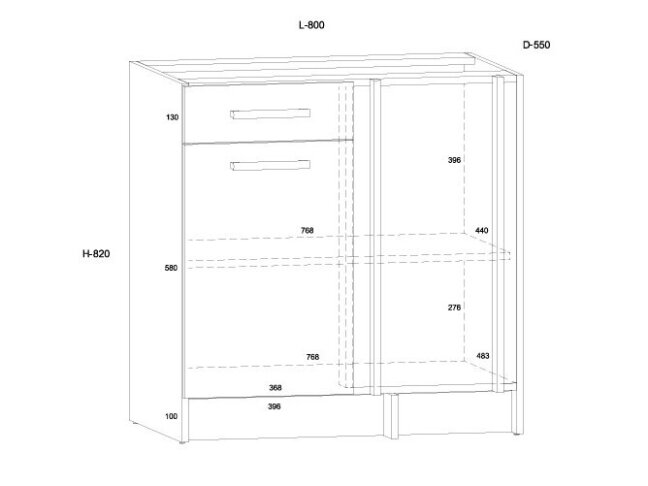 Apatinė kampinė spintelė KOR-09 S80-NP 4