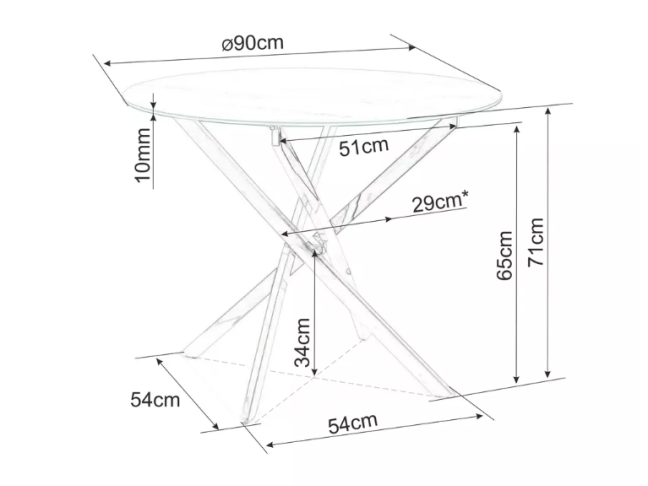 Apvalus stiklinis stalas AGIS 7