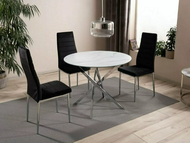 Apvalus stiklinis stalas AGIS MARMURAS