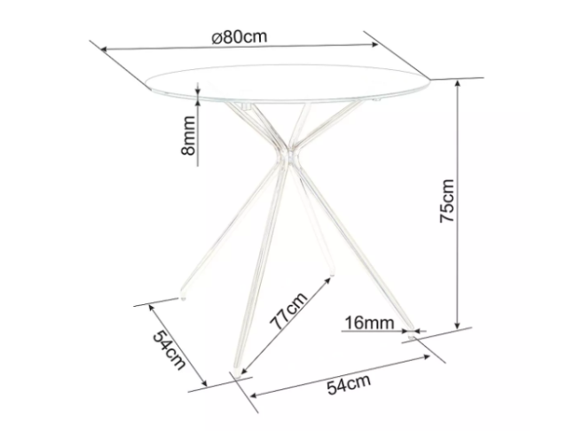 Apvalus stiklinis stalas AZALIA 80 5