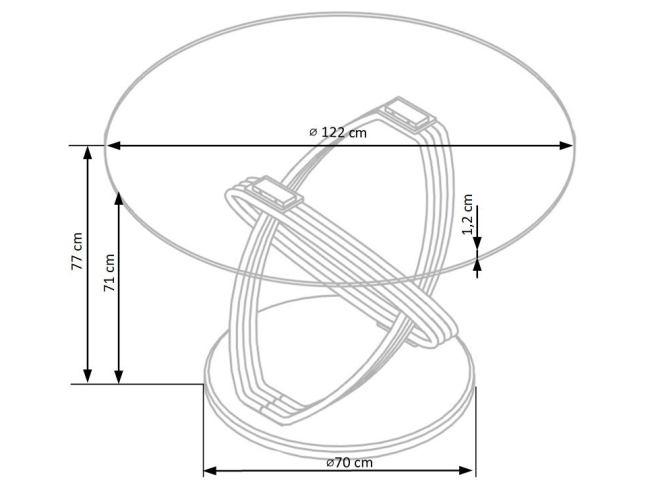Apvalus stiklinis stalas OPTICO 11