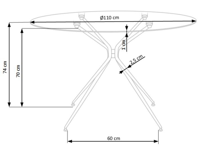 Apvalus stiklinis stalas RONDO 17