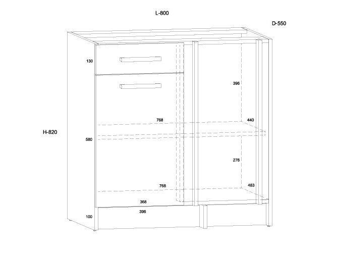 Apatinė kampinė spintelė KOR-09 S80-NP 4 Apatinė kampinė spintelė KOR-09 S80-NP 4