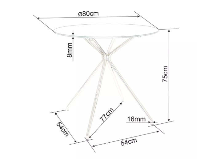 Apvalus stiklinis stalas AZALIA 80 5