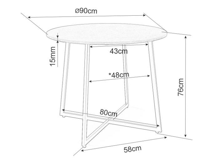 Apvalus stalas LUNA FI90 3 Apvalus stalas LUNA FI90 3