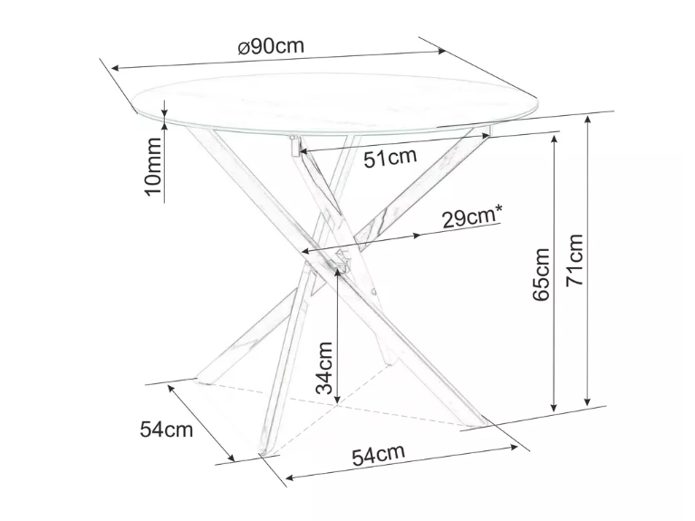 Apvalus stiklinis stalas AGIS 7