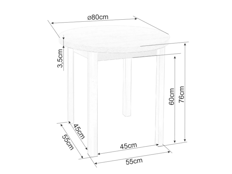 Apvalus stalas ADAM FI80 7
