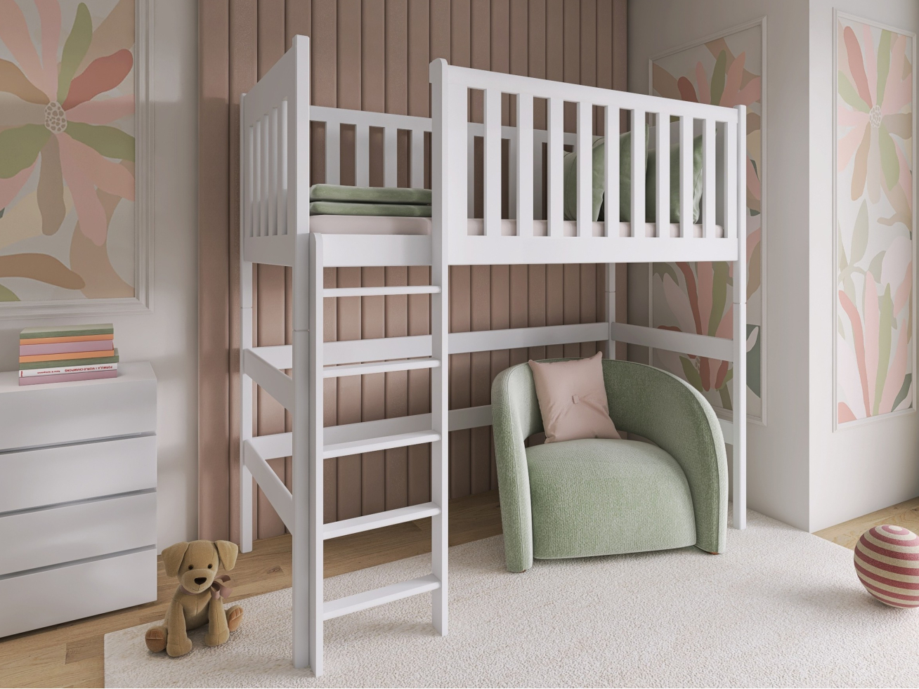 Aukšta vaikiška lova LAURA 80x180 2 Aukšta vaikiška lova LAURA 80x180 2