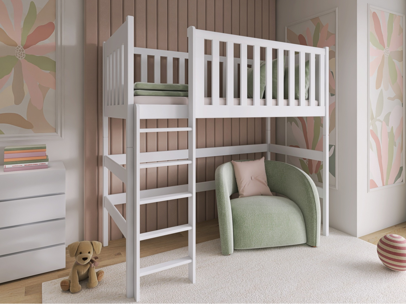 Aukšta vaikiška lova LAURA 90x190 2