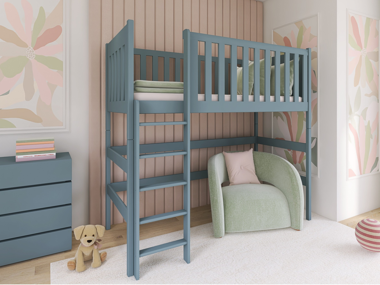 Aukšta vaikiška lova LAURA 90x200 Aukšta vaikiška lova LAURA 90x200