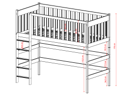 Aukšta vaikiška lova LAURA 90x200