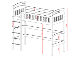 Aukšta vaikiška lova MIA 80x160