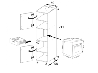 Aukšta virtuvinė spintelė orkaitei (60cm) GLA-20D Aukšta virtuvinė spintelė orkaitei (60cm) GLA-20D