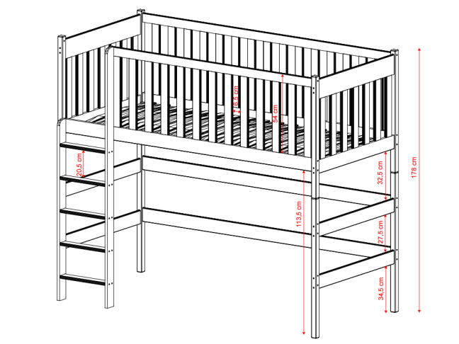 Aukšta vaikiška lova LAURA 80x180 4 Aukšta vaikiška lova LAURA 80x180 4