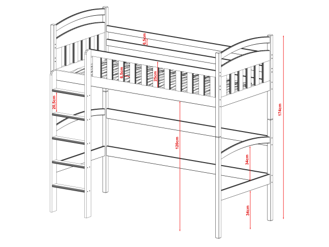Aukšta vaikiška lova MIA 90x190 4 Aukšta vaikiška lova MIA 90x190 4