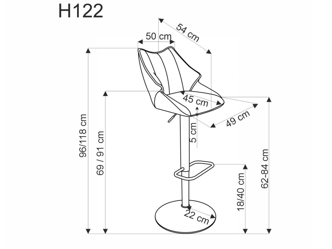 Baro kėdė H-122 9 Baro kėdė H-122 9