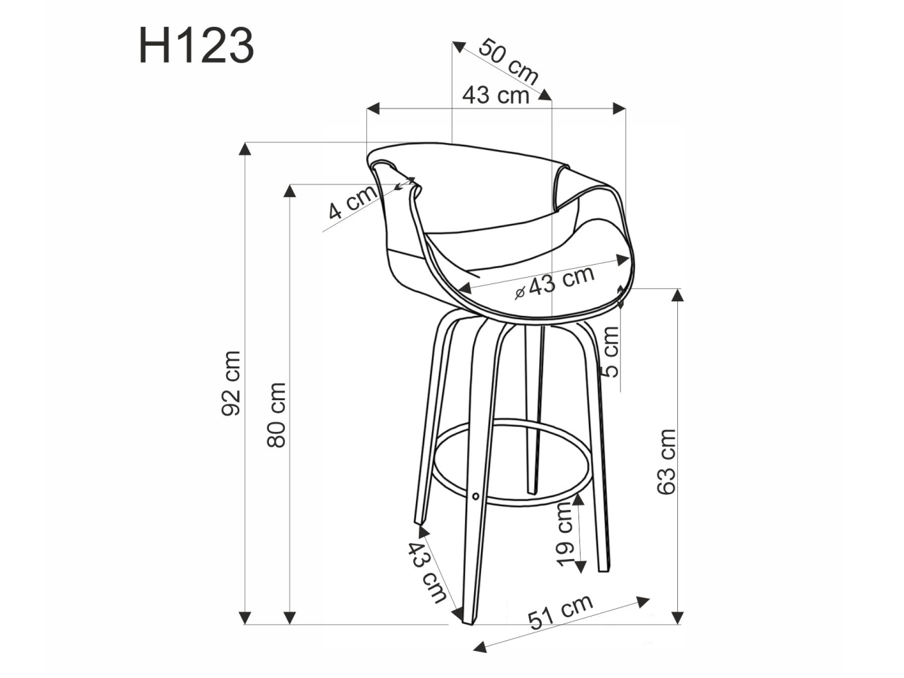 Baro kėdė H-123 10 Baro kėdė H-123 10