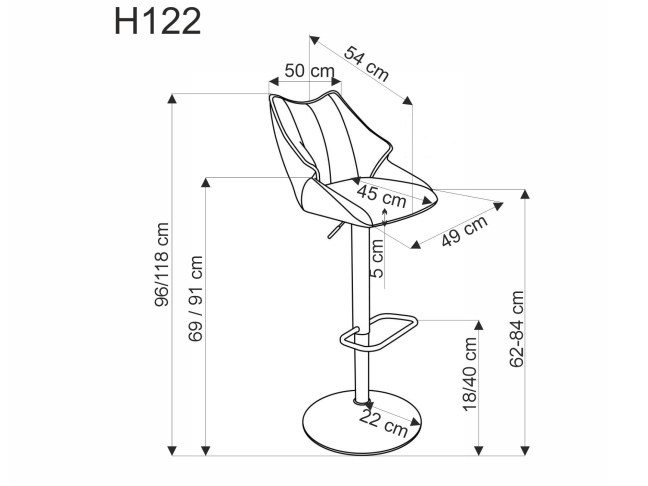 Baro kėdė H-122 9 Baro kėdė H-122 9