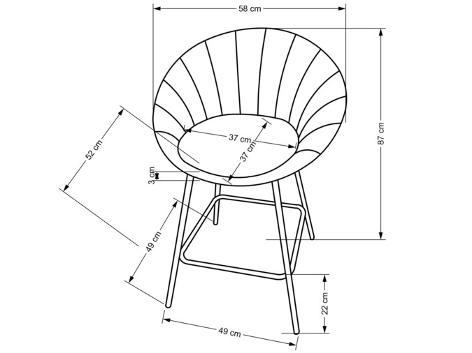 Baro kėdė H-112 9 Baro kėdė H-112 9