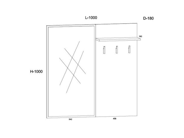 Drabužių kabykla su veidrodžiu BOS-19 6 Drabužių kabykla su veidrodžiu BOS-19 6