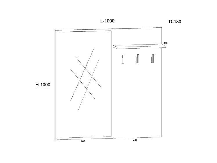 Drabužių kabykla su veidrodžiu BOS-19 6 Drabužių kabykla su veidrodžiu BOS-19 6