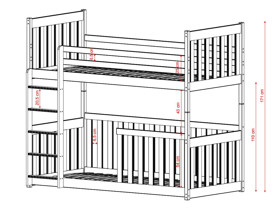 Dviaukštė vaikiška lova CRIS 90x200 4