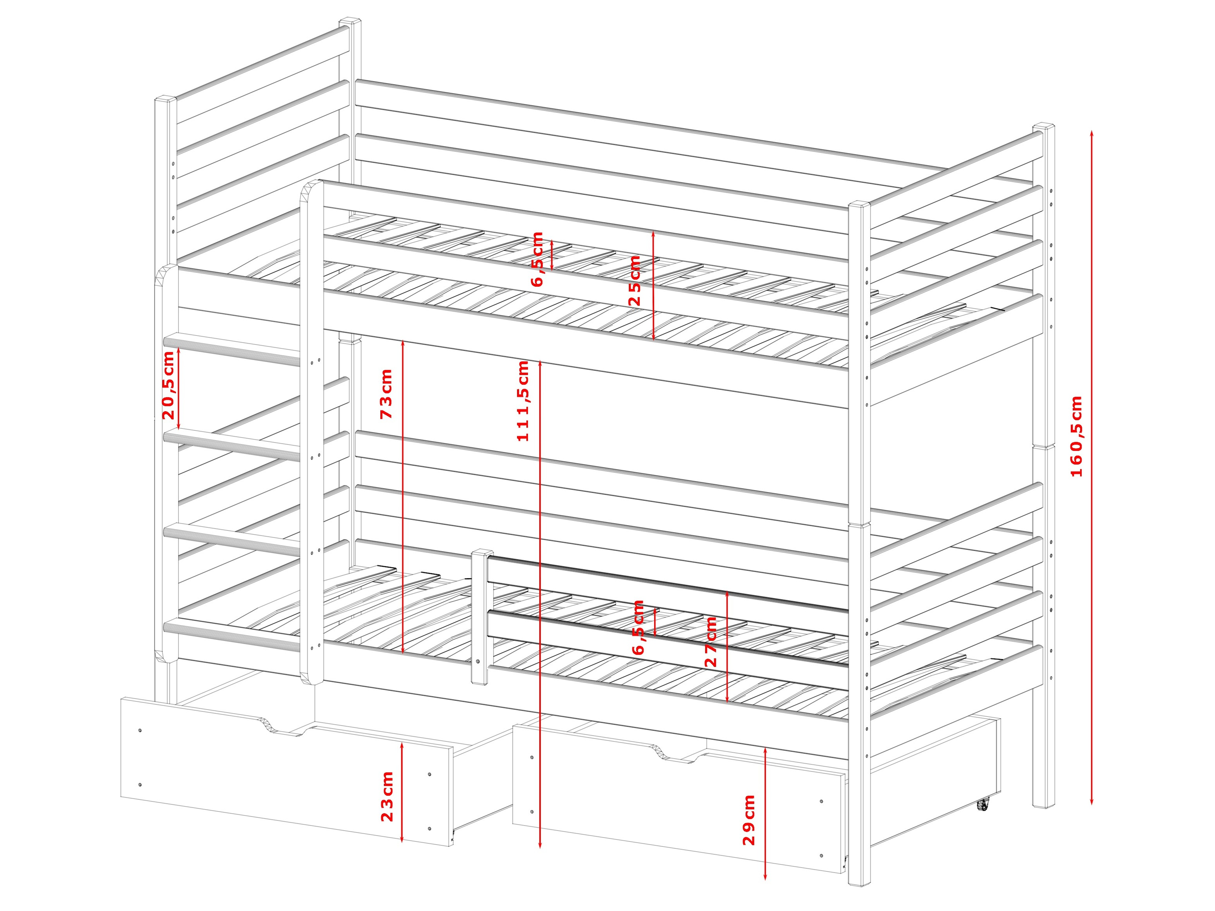 Dviaukštė vaikiška lova su stalčiais NEMO 80x200 7 Dviaukštė vaikiška lova su stalčiais NEMO 80x200 7