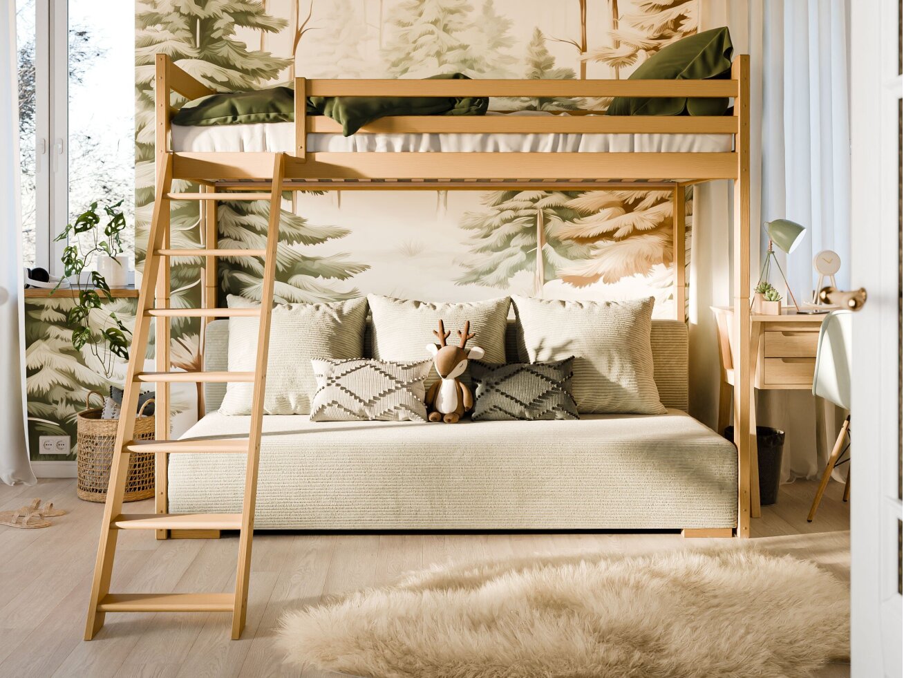 Dviaukštė išskleidžiama vaikiška lova SOFINO 90x200/140x200 1 Dviaukštė išskleidžiama vaikiška lova SOFINO 90x200/140x200 1