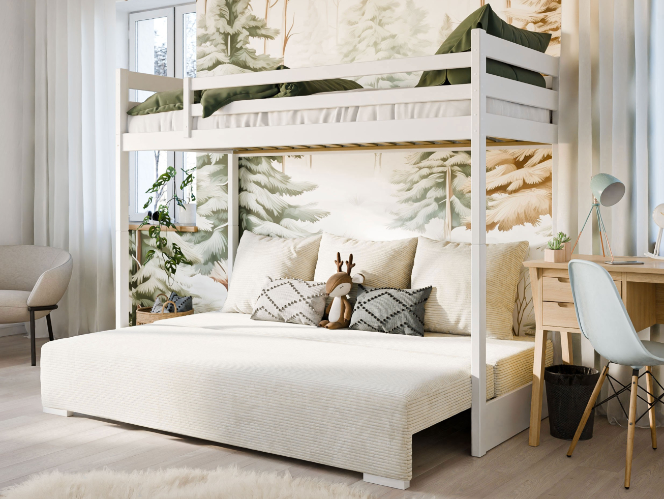 Dviaukštė išskleidžiama vaikiška lova SOFINO 90x200/140x200 2 Dviaukštė išskleidžiama vaikiška lova SOFINO 90x200/140x200 2