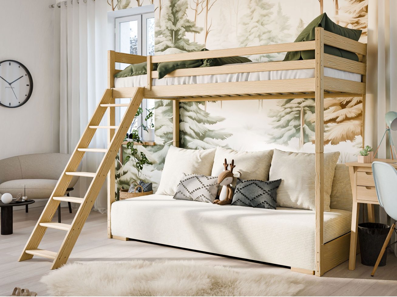 Dviaukštė išskleidžiama vaikiška lova SOFINO 90x200/140x200 4 Dviaukštė išskleidžiama vaikiška lova SOFINO 90x200/140x200 4