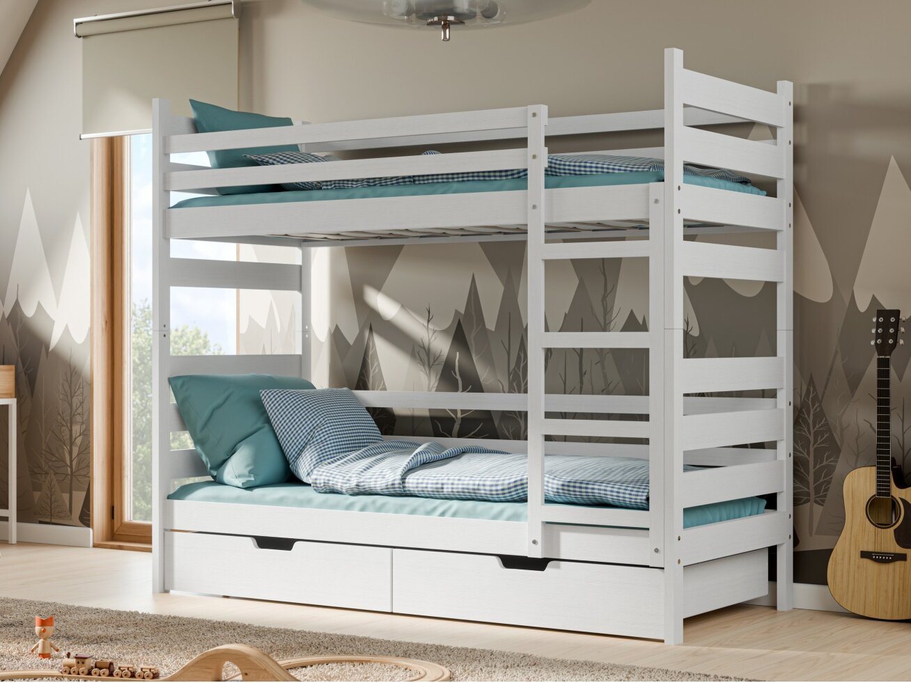 Dviaukštė lova su stalčiais DAREK 1